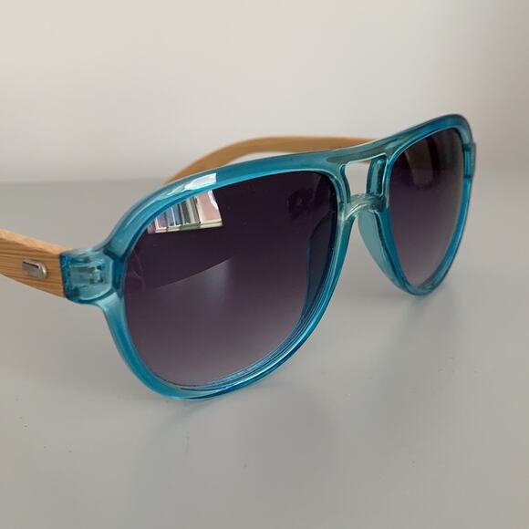 Blue aviator sunglasses bamboo - Picture 5 of 5